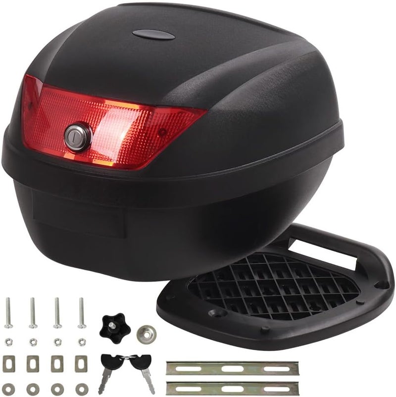 Japard Motorcycle Top Case 28L Rear Box Daily Tail Box Trunk Lockable Storage Carrier Waterproof Universal Mounting for Helmet Luggage (28L) - Image 1